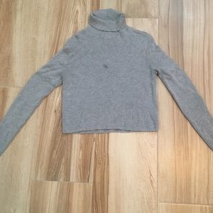 Kendal and Kylie Grey Cropped Turtleneck